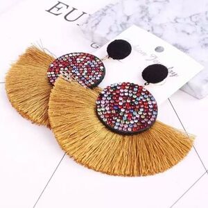 𝅺Multicolor rhinestone tassel earrings
